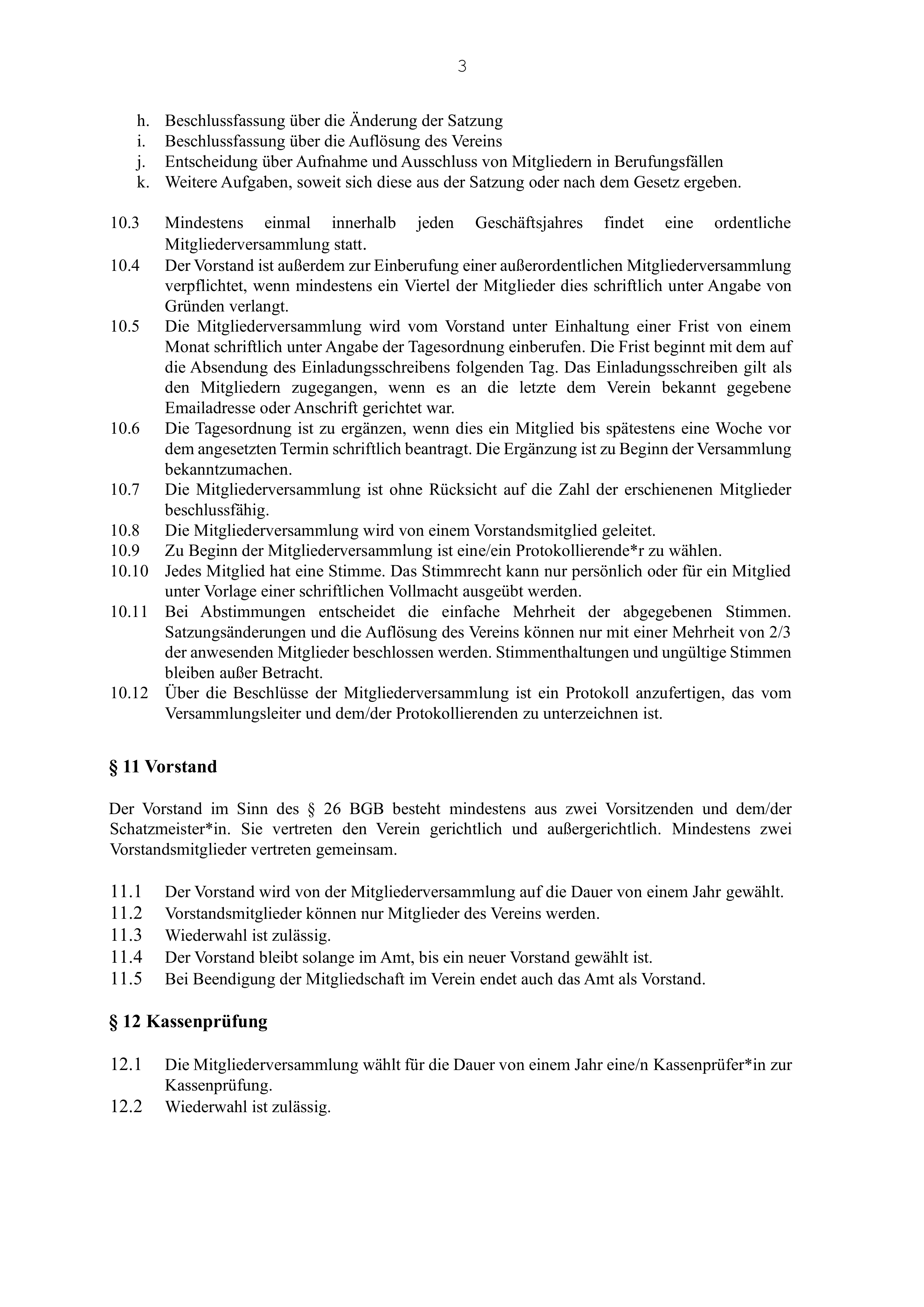Seite 3 der Vereinssatzung