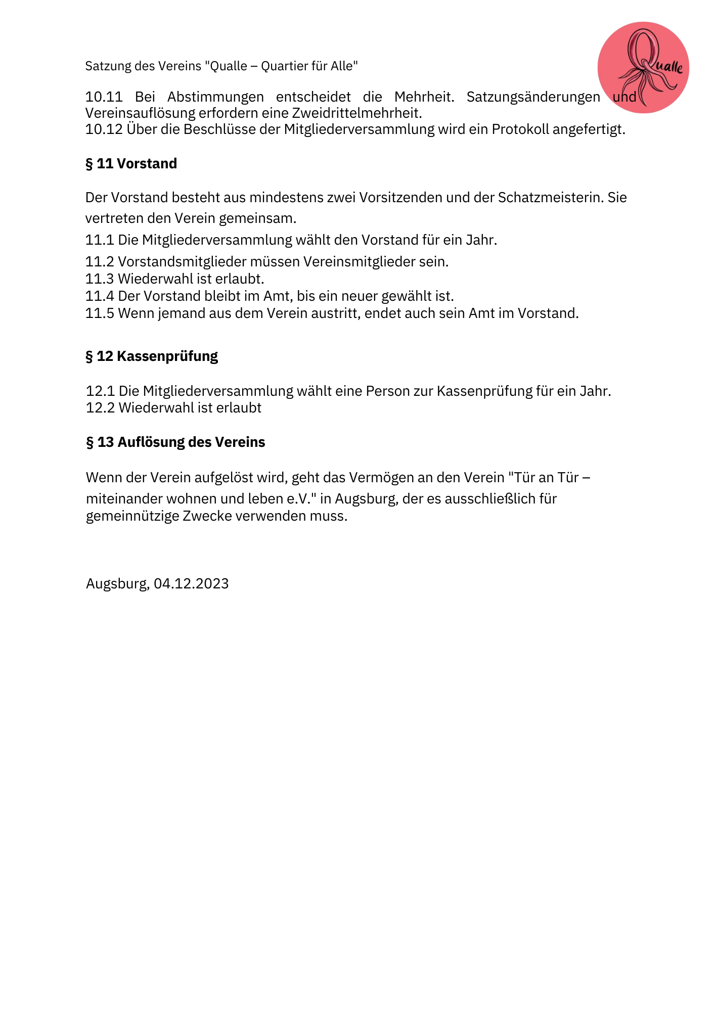Seite 3 der Vereinssatzung in leichter Sprache
